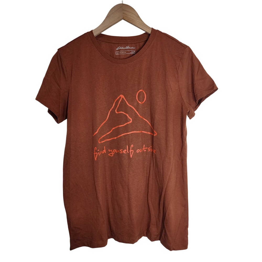 Eddie Bauer Shirt Women's‎ Medium Hiking Mountains Outdoors Tee Orange